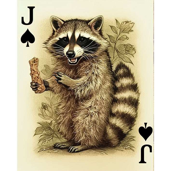 Jack of Spades- Playful Raccoon