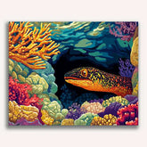 Moray Eel Among Colorful Coral - ColourCrash