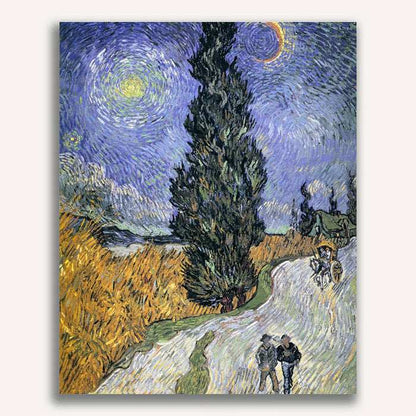 Road with Cypress and Star by Vincent Van Gogh - ColourCrash