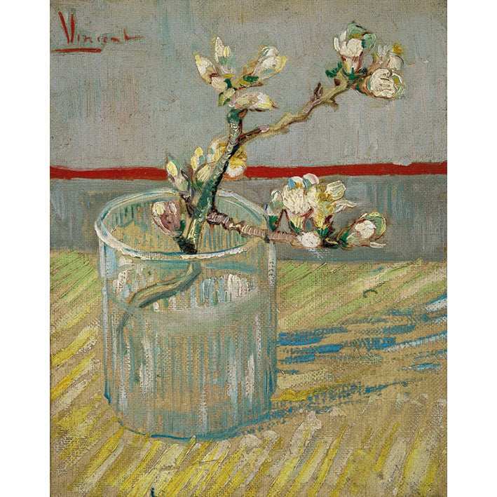 Sprig of Flowering Almond in a Glass by Vincent Van Gogh - ColourCrash