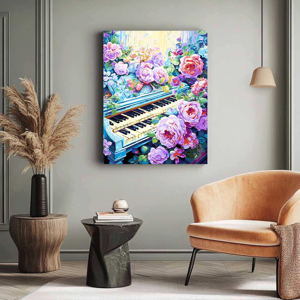 Piano surrounded by flowers - ColourCrash