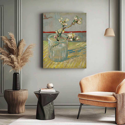 Sprig of Flowering Almond in a Glass by Vincent Van Gogh - ColourCrash