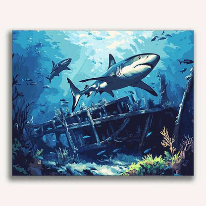 Sharks Circling a Shipwreck - ColourCrash