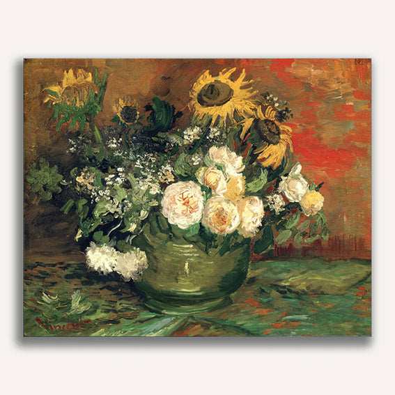 Still Life with Roses and Sunflowers by Vincent Van Gogh - ColourCrash