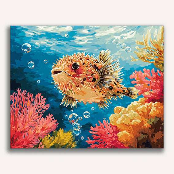 Pufferfish in a Coral Reef - ColourCrash