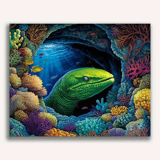 Moray Eel in a Coral Cave - ColourCrash