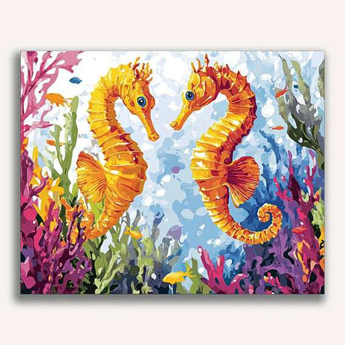 Seahorses in a Seaweed Garden - ColourCrash