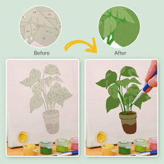 'Green Plants' - 9-in-1 Set (6"x6" / 15x15cm)-Mini Paint by Numbers Series #01 - ColourCrash