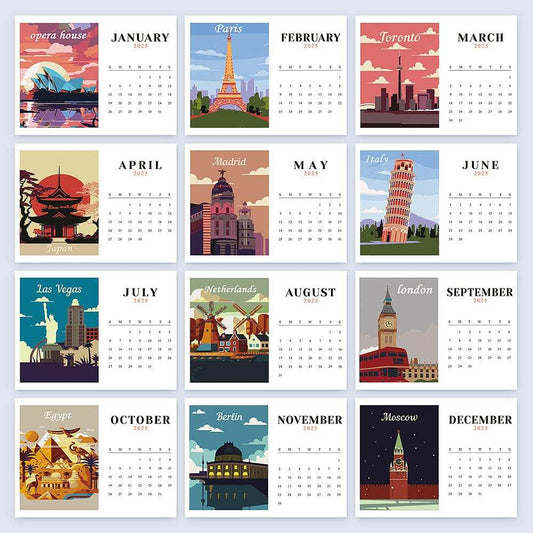 2025 Calendar Series – World Scenic Spots / Animal Series /Paint by Numbers(28.3cm x 21cm)