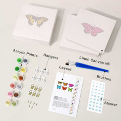 'Butterfly' - 6-in-1 Set (6"x6" / 15x15cm)- Mini Paint by Numbers Series #03 - ColourCrash