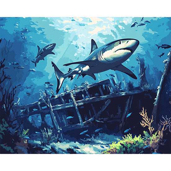 Sharks Circling a Shipwreck - ColourCrash