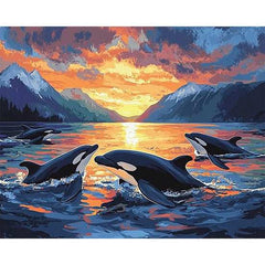 Killer Whale Pod in Open Water - ColourCrash
