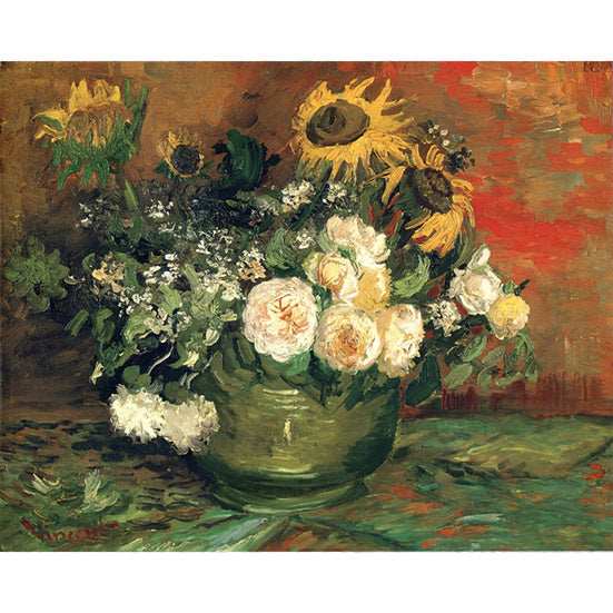 Still Life with Roses and Sunflowers by Vincent Van Gogh - ColourCrash