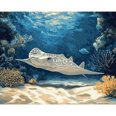 Manta Ray Gliding Over a Reef - ColourCrash