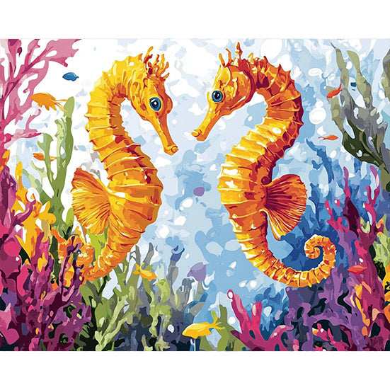 Seahorses in a Seaweed Garden - ColourCrash