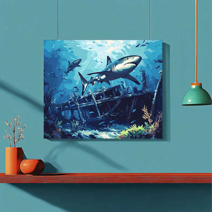 Sharks Circling a Shipwreck - ColourCrash