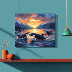 Killer Whale Pod in Open Water - ColourCrash