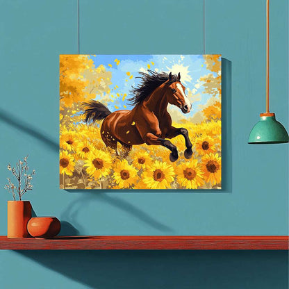 Sunflower galloping horse - ColourCrash