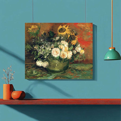 Still Life with Roses and Sunflowers by Vincent Van Gogh - ColourCrash