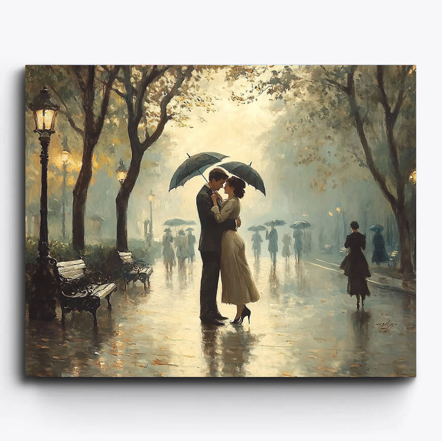 Couple Hugging in the Rain