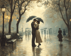 Couple Hugging in the Rain