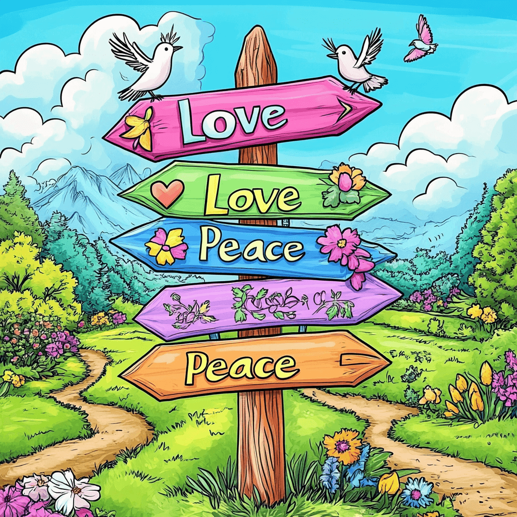 Love Peace Signpost