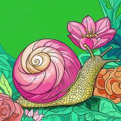 Pink-Shelled Snails on Garden