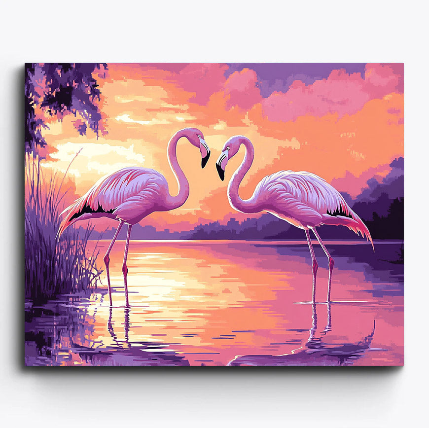 Sunset Flamingos