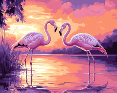 Sunset Flamingos